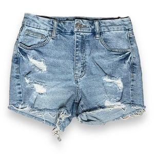 Rule 21 Women's Distressed Light Wash Denim Shorts Size 6